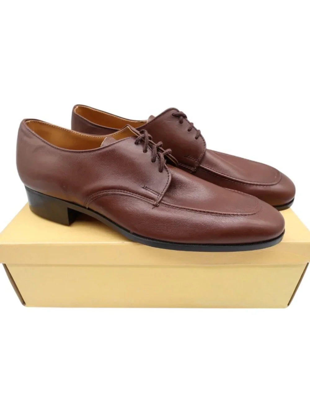 James Pepper Vintage 80s Derby Dress Shoes Mens 12 Brown Leather NOS